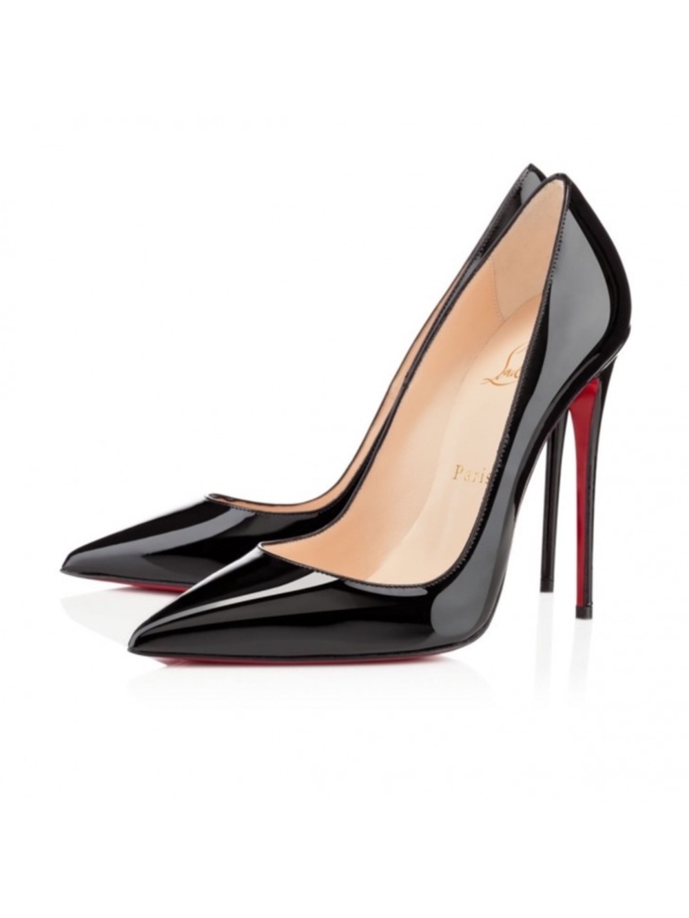 Christian Louboutin Black Patent Pointed Stiletto with Red Sole
